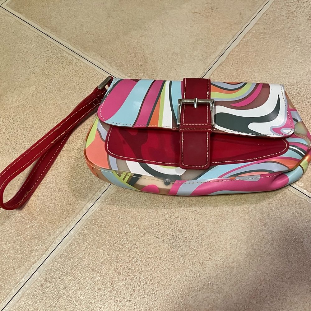 Liz Claiborne - Vinyl Wristlet - 70's Pattern